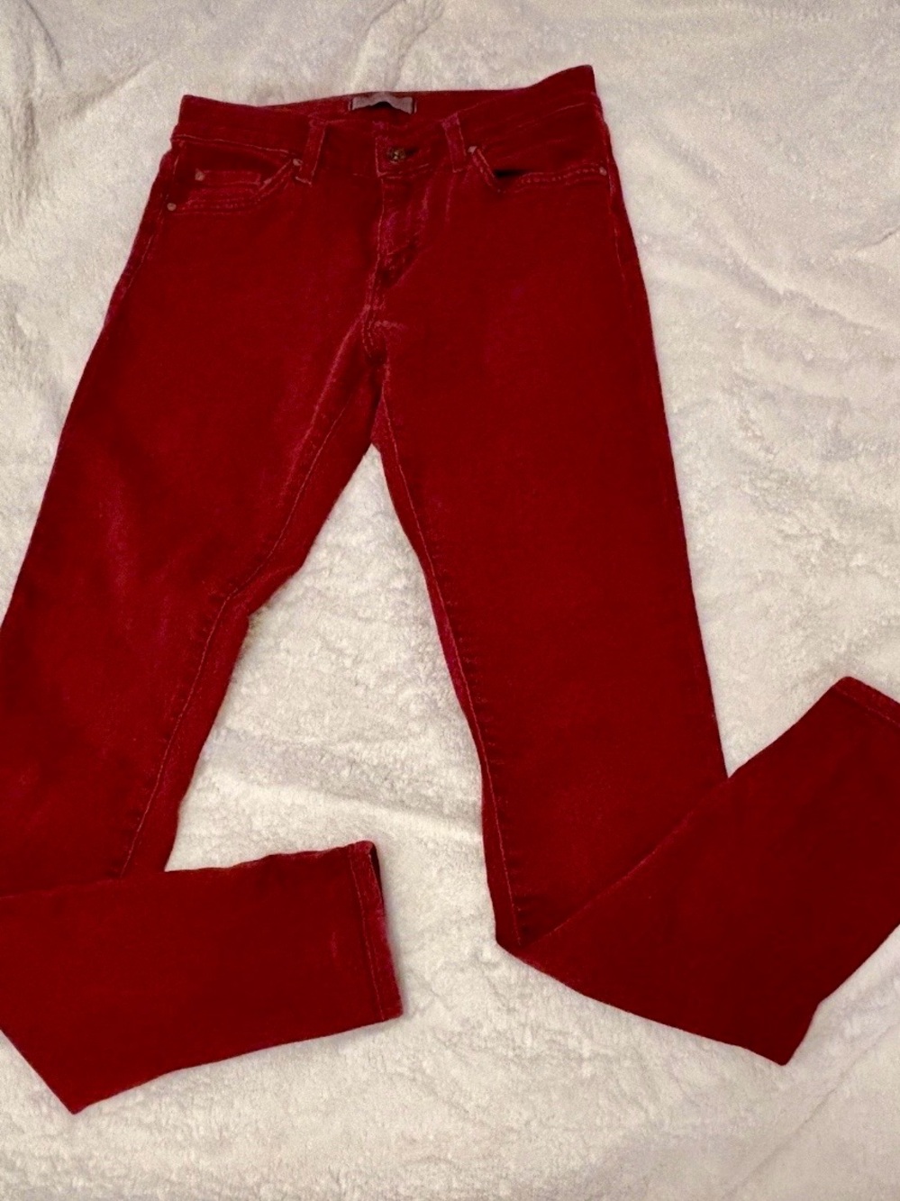 Women’s Skinny Jeans in Bold Red 27x30 Mid Rise Made In USA 🇺🇸